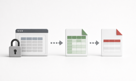 Minimal objects showing an authorized locked web table exported into spreadsheet and PDF formats.