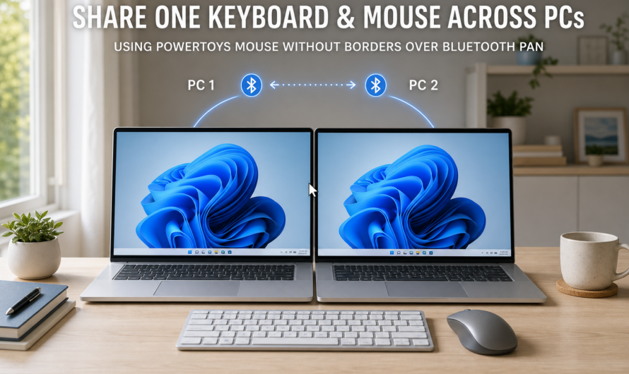 Use PowerToys Mouse Without Borders Over a Bluetooth PAN to Control Nearby Windows PCs